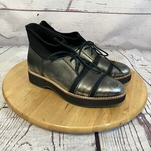 Antelope‎ Boots Womens Size 37 6-6.5 Classic Black Wedge Silver Lace Up